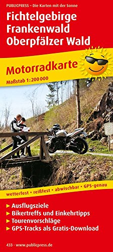 Fichtelgebirge - Frankenwald - Oberpfälzer Wald: Motorradkarte mit Ausflugszielen, Einkehr- & Freizeittipps und Tourenvorschlägen, wetterfest, ... recycelbar. GPS-genau (Motorradkarte / MK)
